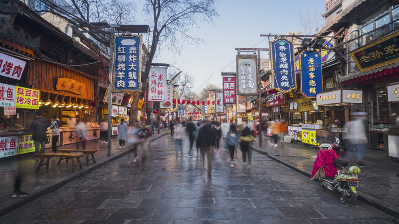 西安回民街美食文化街区实景